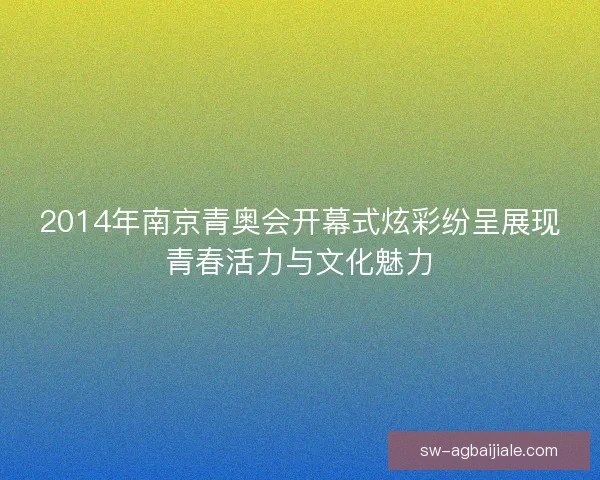 2014年南京青奥会开幕式炫彩纷呈展现青春活力与文化魅力